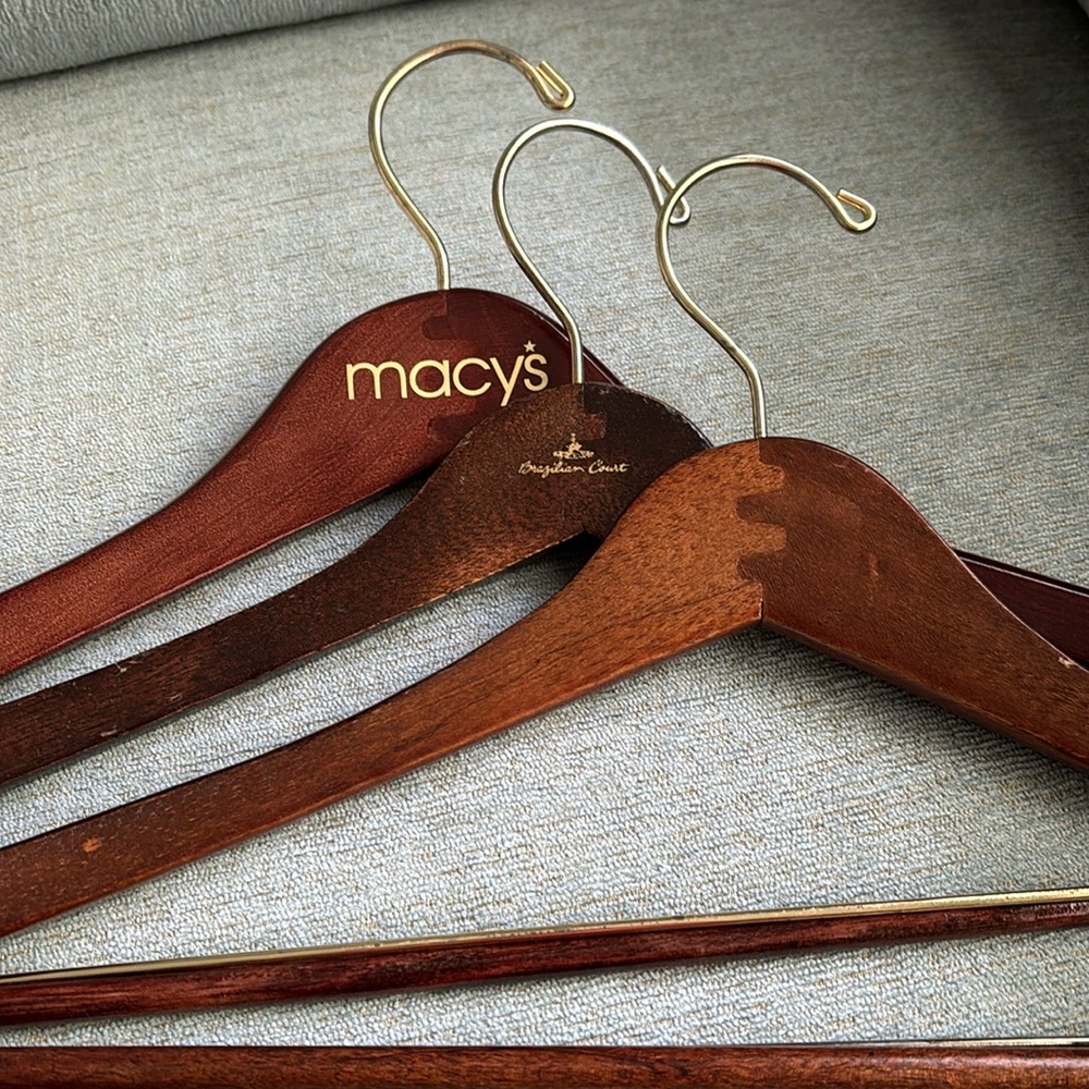Wood suit hangers. Set of 3.